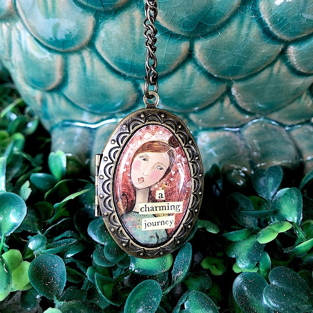 Kelly Rae Roberts Antique Gold Locket Necklace NWT